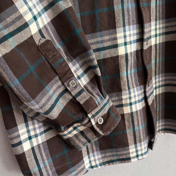 Carhartt Loose Fit Plaid Shirt Brown Green Cotton XL Regular Workwear Utility - Picture 3 of 11